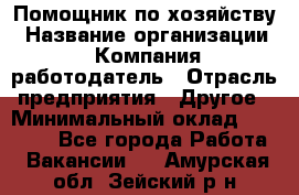 Помощник по хозяйству › Название организации ­ Компания-работодатель › Отрасль предприятия ­ Другое › Минимальный оклад ­ 30 000 - Все города Работа » Вакансии   . Амурская обл.,Зейский р-н